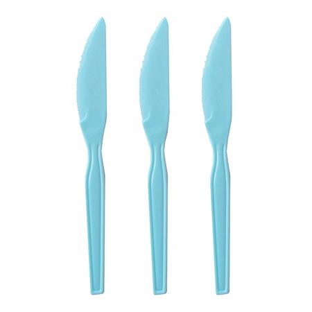 Cubierto plástico. Cuchillo celeste 10u